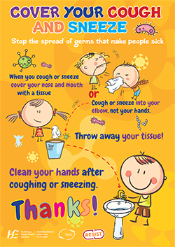 Cover your cough and sneeze - Primary poster